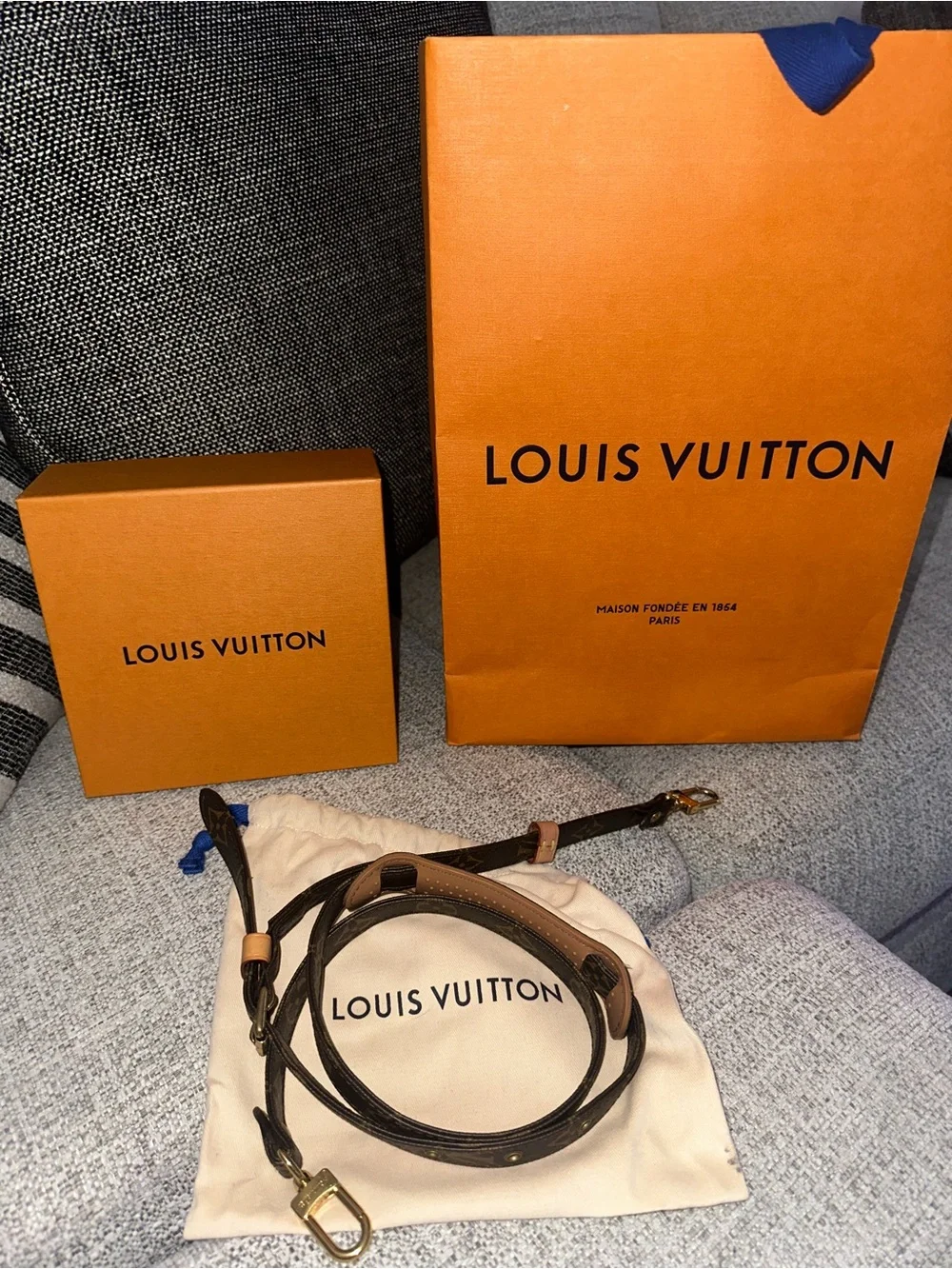 Louis Vuitton Brown Monogram Bandoulière Strap with Gold Hardware